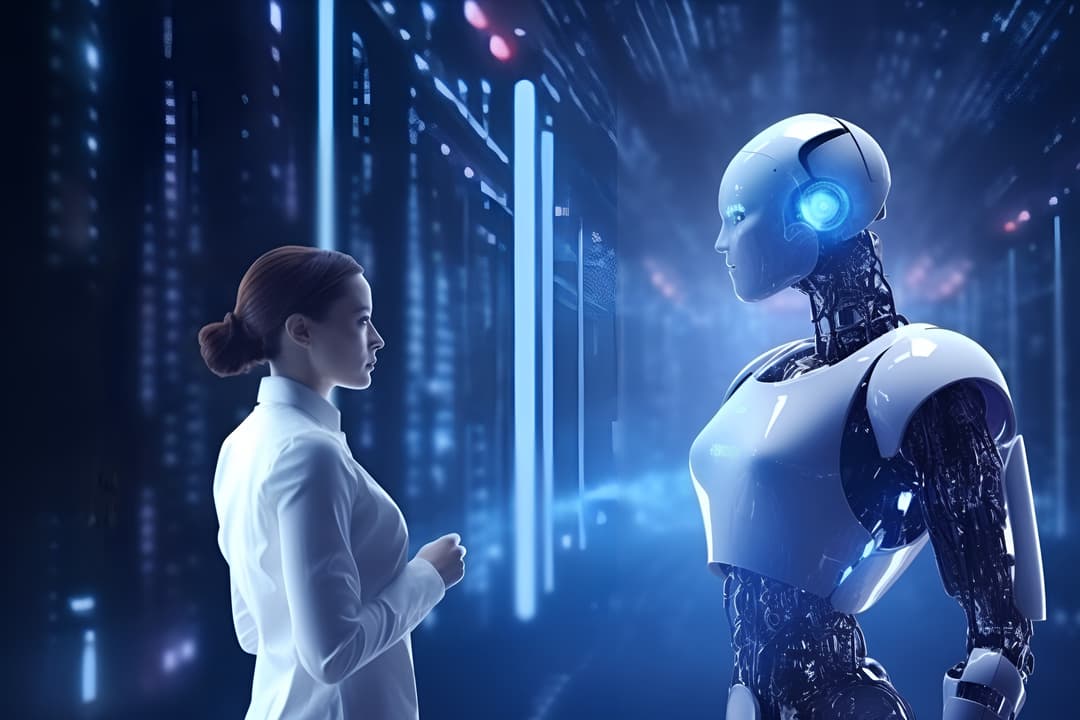Person talking to robot